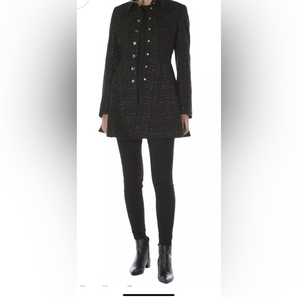Laundry by Shelli Segal Black Glitter Peplum  Coat Laundry Size Large - Picture 7 of 10